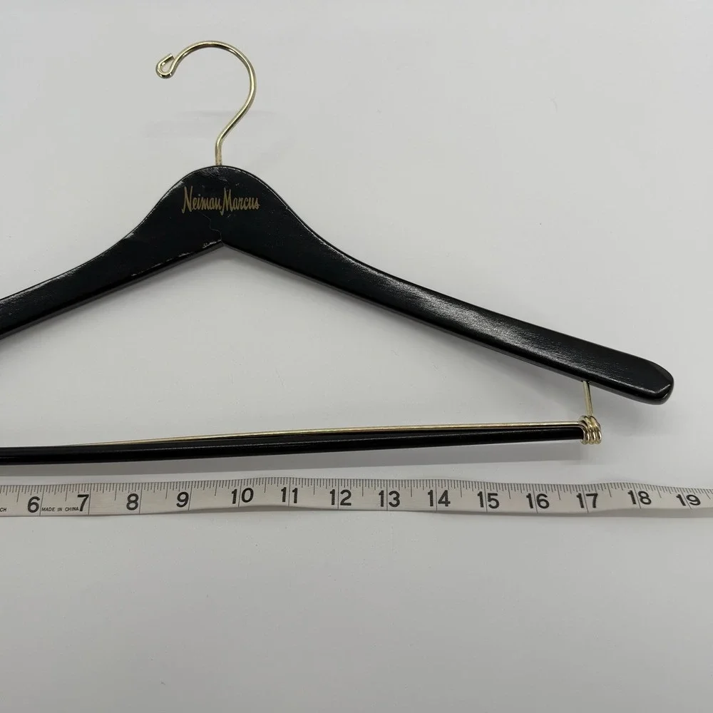 Neiman Marcus Suit Hanger Dark Wood Gold Tone Hardware Luxury Closet Accessory